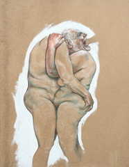 Akt, Acryl/Buntstift auf Holz, 2013, 135 x 105 cm